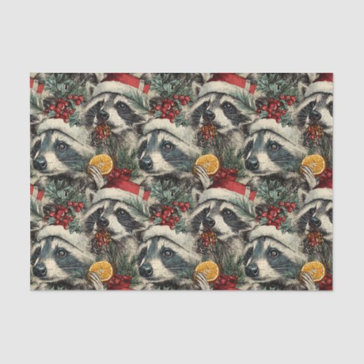 Papier Mousseline Raccoon de Noël (Recto)