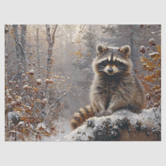 Papier Mousseline Raccoon Hiver Peinture paysage Découpage (Recto)