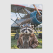 Papier Mousseline Raccoon Pilot Airplane Funny Birthday Decoupage (Recto)