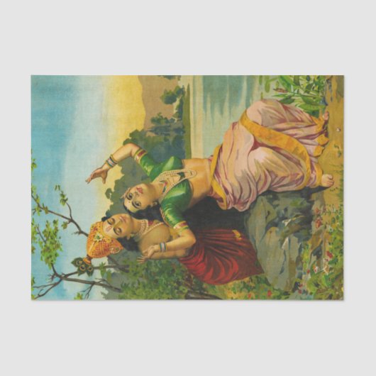 Papier Mousseline Radha Bilas par Raja Ravi Varma (Recto)