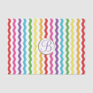 Papier Mousseline Rainbow Chevron Imprimer la lettre Monogramme init