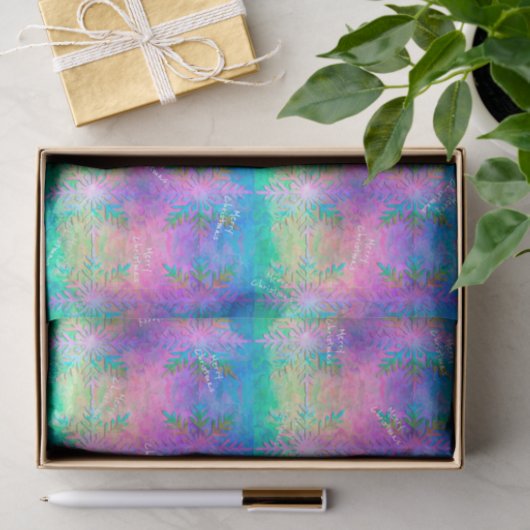 Papier Mousseline Rainbow Fractal Tie-Dye Snowflake Merry Christmas (Cadeau)