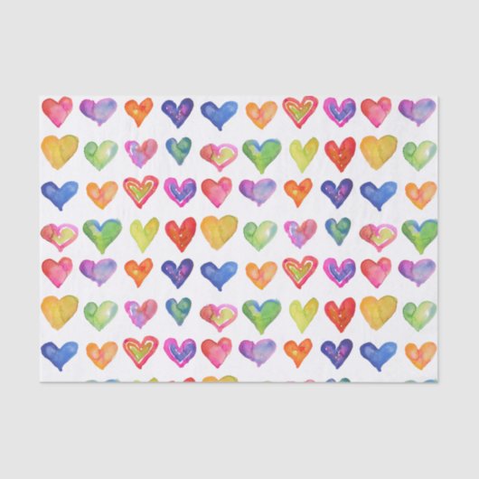 Papier Mousseline Rainbow Hearts 10lb Tissue Paper, blanc (Recto)