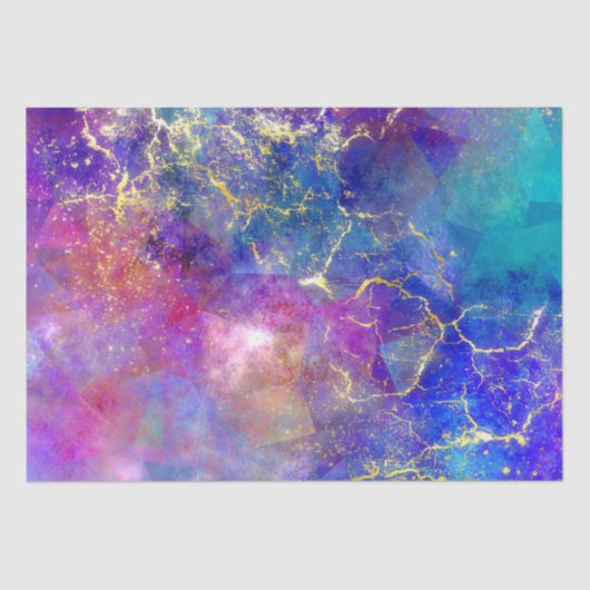 Papier Mousseline Rainbow Ombre et Gold Fire Opal Motif (Recto)