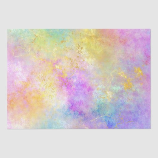 Papier Mousseline Rainbow Ombre et Gold Fire Opal Motif (Recto)
