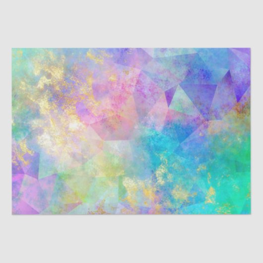 Papier Mousseline Rainbow Ombre et Gold Fire Opal Motif (Recto)