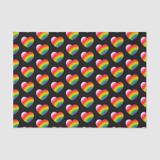 Papier Mousseline Rainbow Pride Gradient Hearts Motif (Recto)