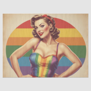 Papier Mousseline Rainbow Retro : Découpage Style Pin-Up Delights