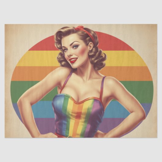 Papier Mousseline Rainbow Retro : Découpage Style Pin-Up Delights (Recto)