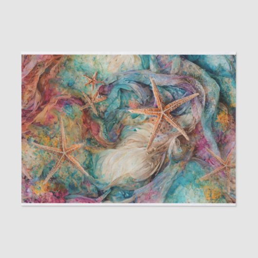 Papier Mousseline Rainbow SeaStars, Fancity Starfish en couleur (Recto)