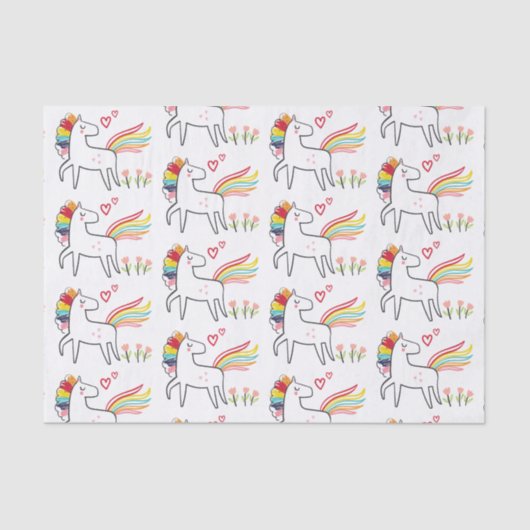 Papier Mousseline Rainbow Unicorn Birthday Custom Name (Recto)