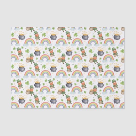 Papier Mousseline Rainbows Shamrocks Leprechauns St Patrick's Day  (Recto)