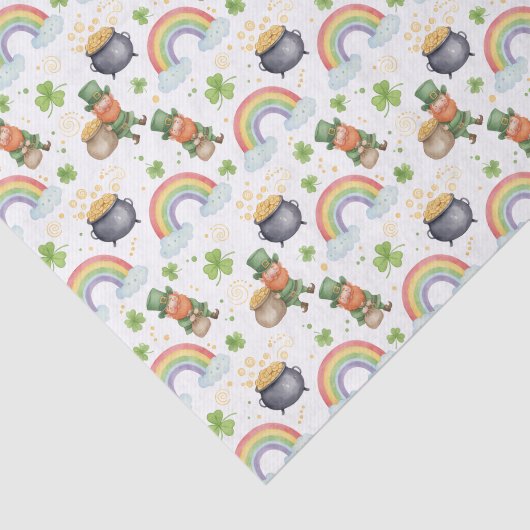 Papier Mousseline Rainbows Shamrocks Leprechauns St Patrick's Day  (Détail)