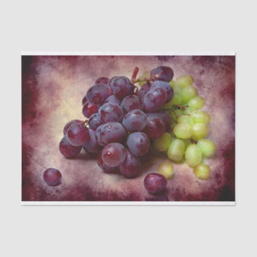 Papier Mousseline Raisins Rouge Et Vert (Recto)