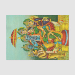 Papier Mousseline Ram Panchayatan Embellisté par Raja Ravi Varma