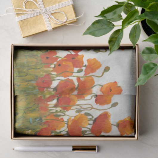 Papier Mousseline Rangées des pavots I (Cadeau)
