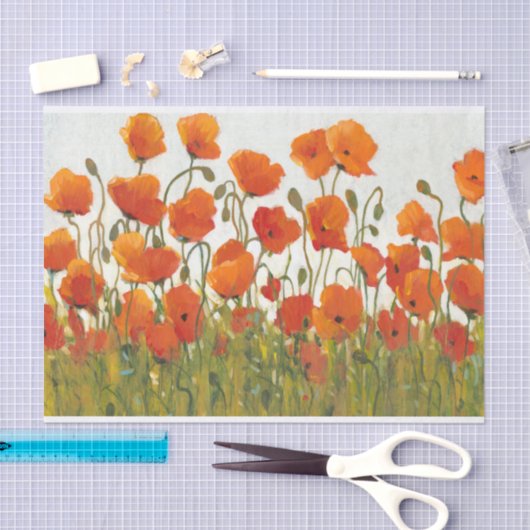 Papier Mousseline Rangées des pavots I (Artisanat)