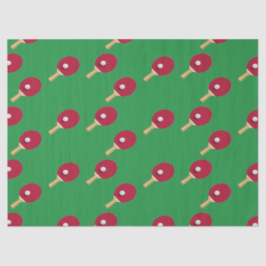 Papier Mousseline Raquette de ping-pong et boule sur vert (Recto)