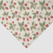 Papier Mousseline Raspberry Fruit Bunches with Leaves and Blossom (Détail)