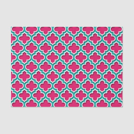Papier Mousseline Raspberry Teal White Moroccan (Recto)