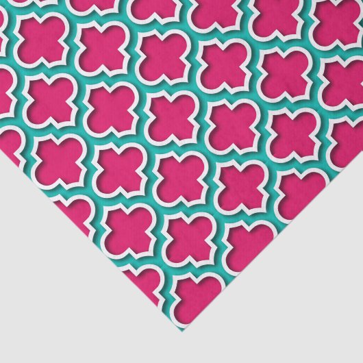Papier Mousseline Raspberry Teal White Moroccan (Détail)