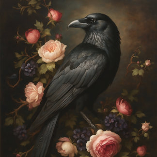 Papier Mousseline Raven Among Roses