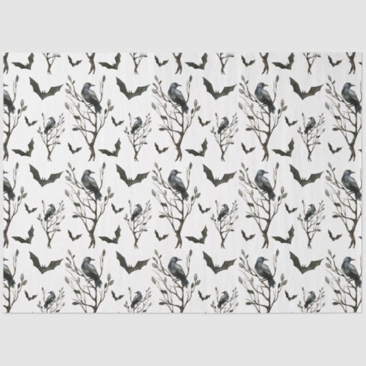 Papier Mousseline Raven Bat Halloween Papier Tissu Enveloppement Cad (Recto)