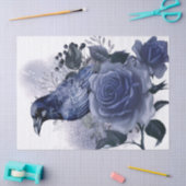 Papier Mousseline Raven Bird Blue Rose Whimsical Decoupage (Artisanat)