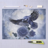 Papier Mousseline Raven Bird Blue Rose Whimsical Decoupage (Artisanat)