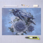 Papier Mousseline Raven Bird Blue Rose Whimsical Decoupage (Artisanat)