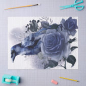 Papier Mousseline Raven Bird Blue Rose Whimsical Decoupage (Artisanat)