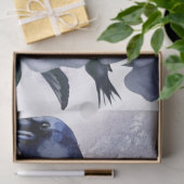 Papier Mousseline Raven Bird Blue Rose Whimsical Decoupage (Cadeau)