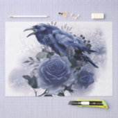 Papier Mousseline Raven Bird Blue Rose Whimsical Decoupage (Artisanat)