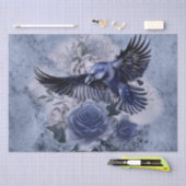 Papier Mousseline Raven Bird Blue Rose Whimsical Decoupage (Artisanat)