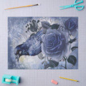 Papier Mousseline Raven Bird Blue Rose Whimsical Decoupage (Artisanat)