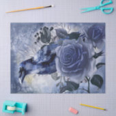 Papier Mousseline Raven Bird Blue Rose Whimsical Decoupage (Artisanat)