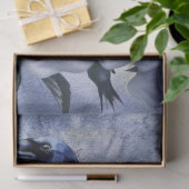 Papier Mousseline Raven Bird Blue Rose Whimsical Decoupage (Cadeau)