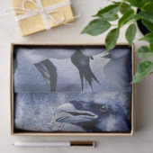 Papier Mousseline Raven Bird Blue Rose Whimsical Decoupage (Cadeau)