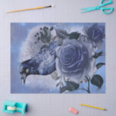 Papier Mousseline Raven Bird Blue Rose Whimsical Decoupage (Artisanat)