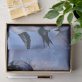 Papier Mousseline Raven Bird Blue Rose Whimsical Decoupage (Cadeau)