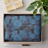 Papier Mousseline Ravins et roses bleus (Cadeau)