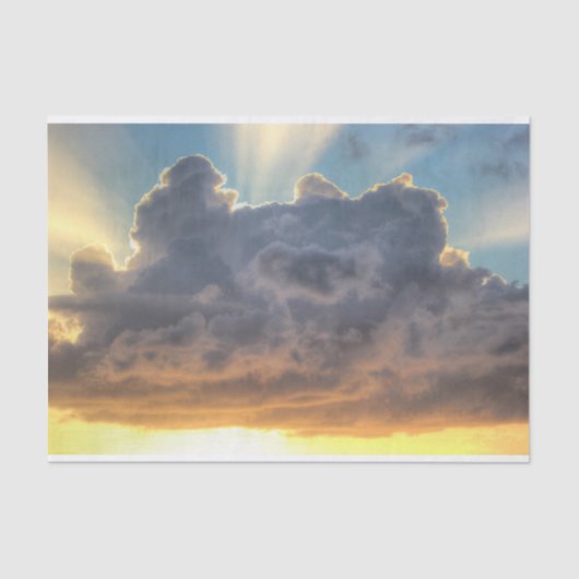 Papier Mousseline Rayons de soleil à travers les nuages orageux (Recto)