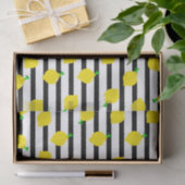 Papier Mousseline Rayure et citron noirs et blancs (Cadeau)
