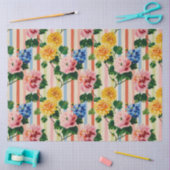 Papier Mousseline Rayure florale vintage (Artisanat)