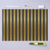 Papier Mousseline Rayure noire et or (Artisanat)