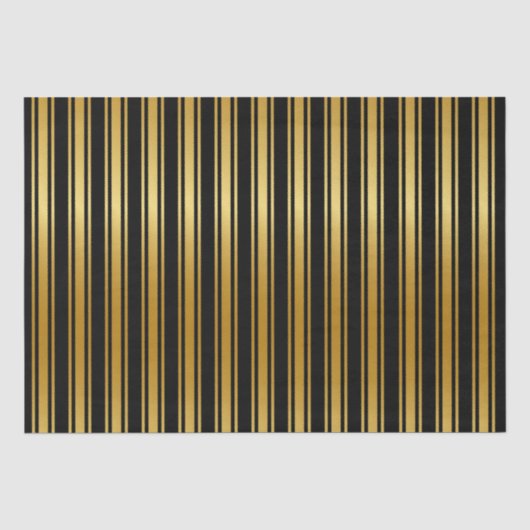 Papier Mousseline Rayure noire et or (Recto)