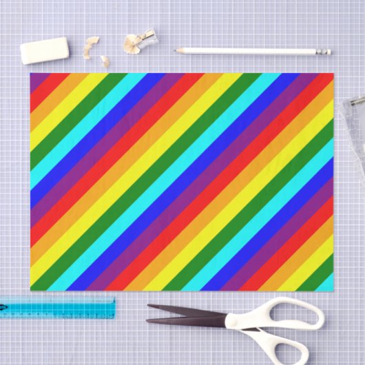 Papier Mousseline Rayures arc-en-ciel (Artisanat)