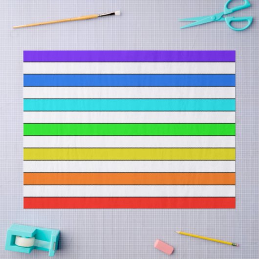 Papier Mousseline Rayures arc-en-ciel (Artisanat)