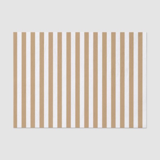 Papier Mousseline Rayures blanches et marron chameau (Recto)