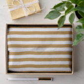 Papier Mousseline Rayures blanches et or mat (Cadeau)